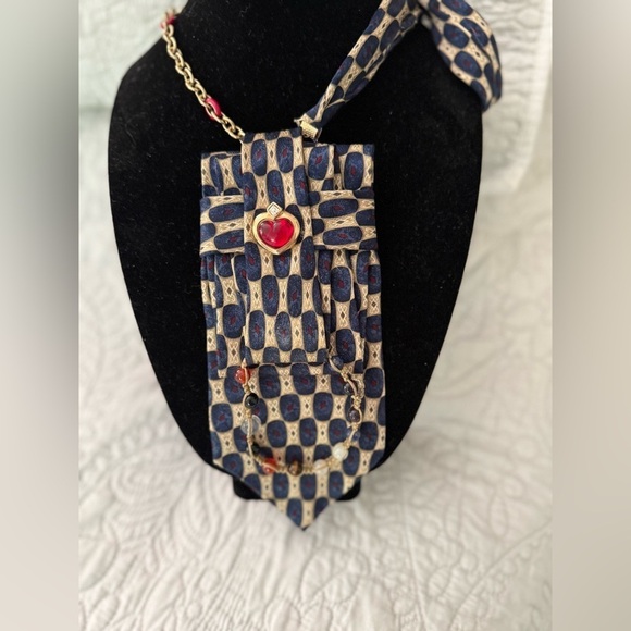 Hand Crafted Jewelry - Silk Tie Upcycled Jabot Necklace Vintage Jewellery Embellishments